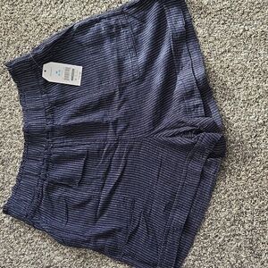 Brand New Women's Navy Stripe Linen Shorts - Time and Tru, Size M (8-10)